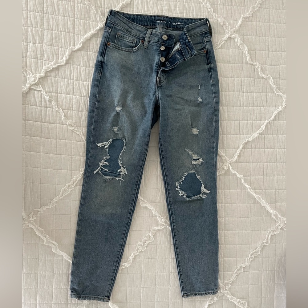 straight ripped jeans